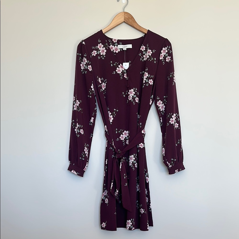 LOFT Floral V neck Dress